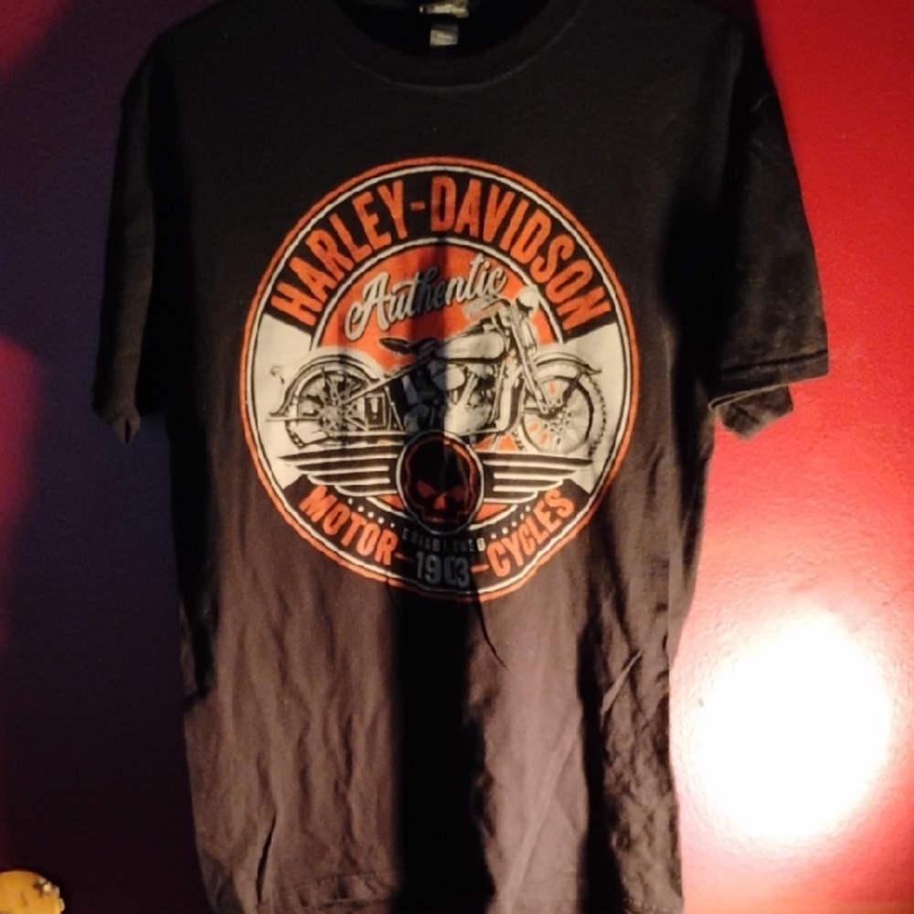 Harley-Davidson Black and Orange Short Sleeve Tee